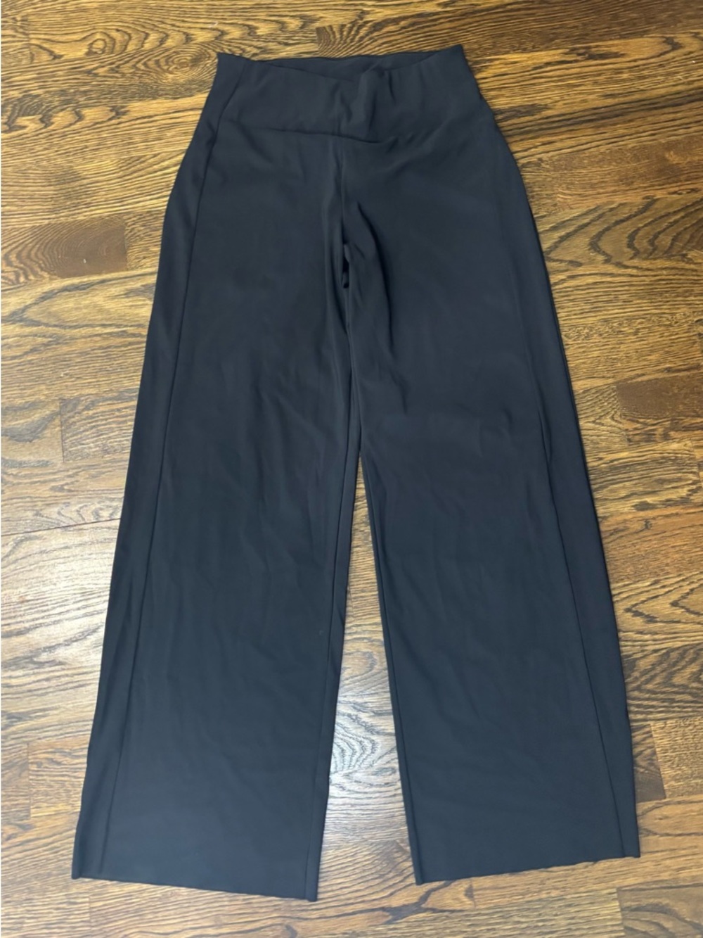 Athleta Women's Black Wide-Leg Pants Nylon Lycra Spandex Blend Stretch Small